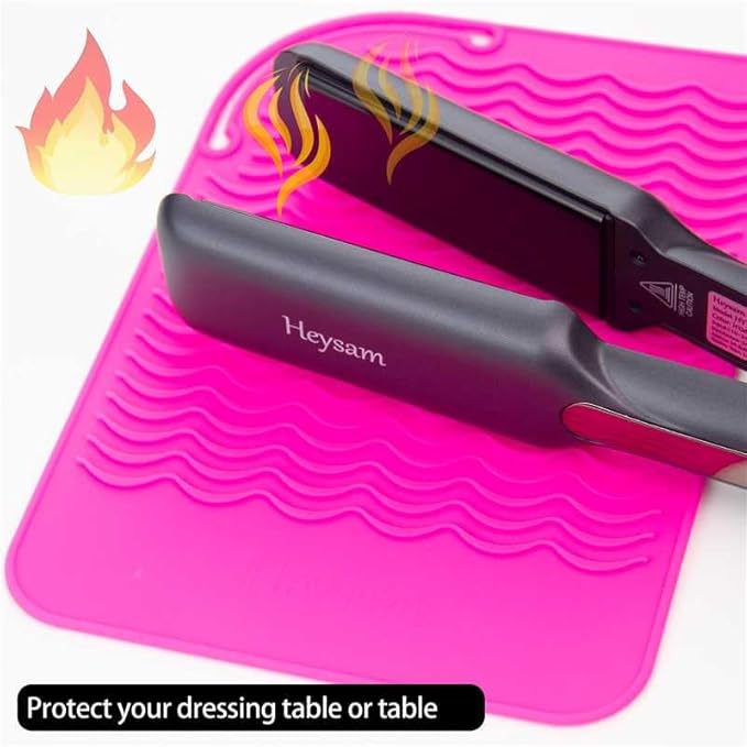 Heysam Hair Styling Tools Travel Storage Pad and Heat Resistant Mat for Curling Iron, Food Grade Silicone Trivets: Professional Heat Insulation/Anti-Slip, 450°F Protection, Size (9"x6.5")-Green