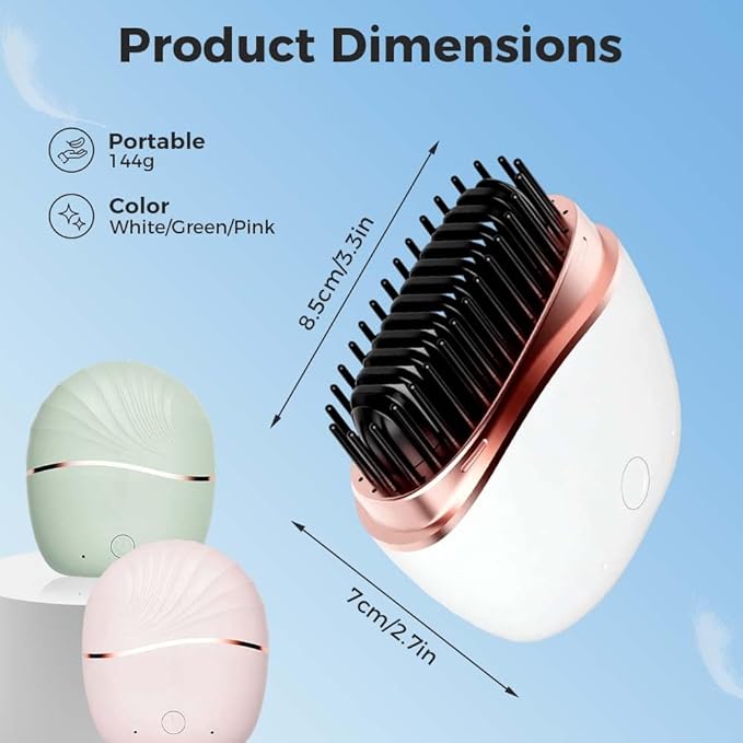 Mini Straightener,Portable Fast Heating Hair Straightener Comb with Mirror,Wireless 2-in-1 Hairs Dressing Combs for Home Travel Gift,Straight Hair Comb with 3 Adjustable Temperatures (White)