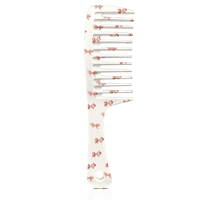 Wide Tooth Comb,Effortless Tangle Removal for Curly, Wet, Long Hair Wet,Cute Aesthetic Design for Women Men and Girls (Pink-10)