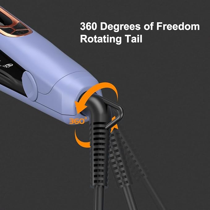 JINRI Hair Iron, Hair Brush, Pumped-Up Volume, Adjustable Temp, 360 ° Tail Rotation, Lasting Volume, for Short Or Thin Hair, Dual Voltage (100-240V), Volumizing Hair Iron, Purple, 1.25 inch
