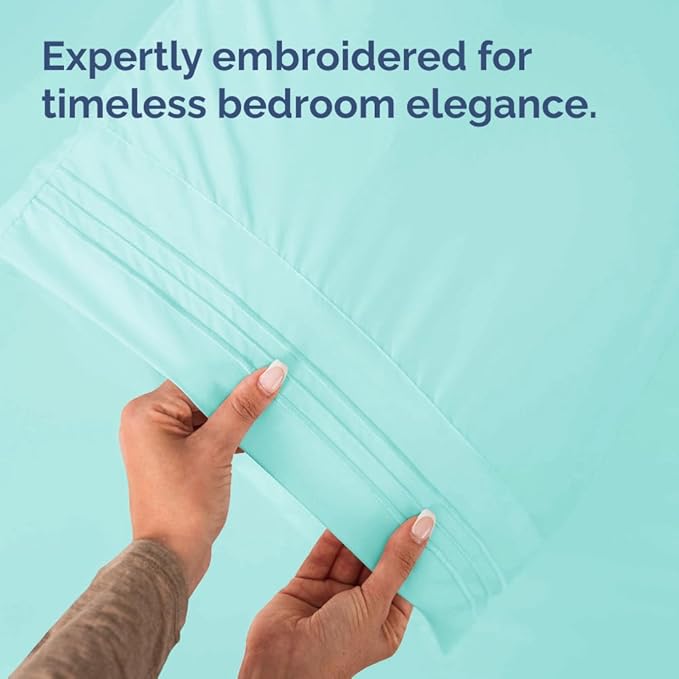 Queen Pillow Cases Set of 8 - Ultra Soft Hotel Quality Pillowcase Covers - Comfy, Cozy & Wrinkle Free - Shrink, Stain and Fade Resistant - Machine Washable Pillow Protectors - 8 Piece Set - Spa Blue