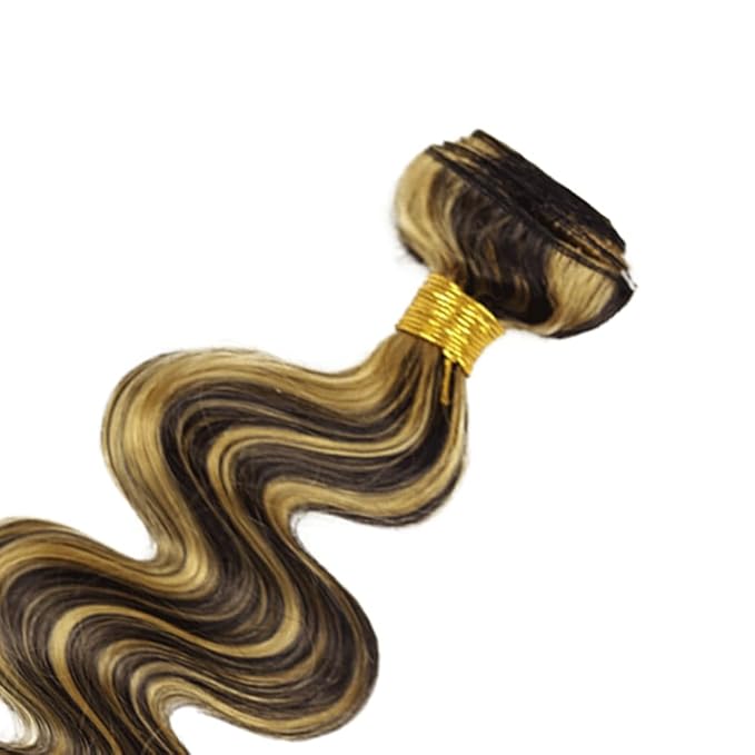 Highlight Bundles Human Hair Blonde Body Wave Bundles 28 Inch Niegmeag Brazilian Virgin Soft and Silky Remy Hair Extensions 2 Tone Black and Honey Blonde Bundle