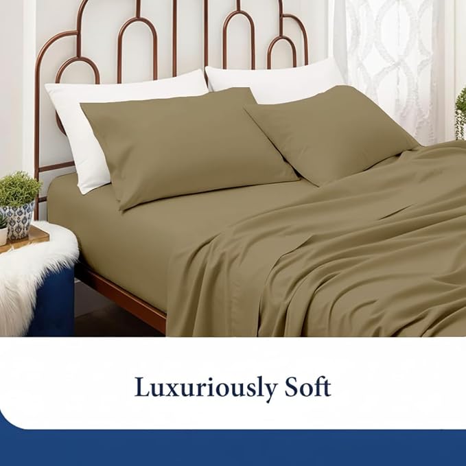 SKY BEDDINGS Queen Pillowcase Set of 2 - Soft Brushed Microfiber Pillow Cases with Envelope Clouser - Wrinkle-Free, Fade-Resistant Pillow Covers - 20 x 30 Inches, Taupe
