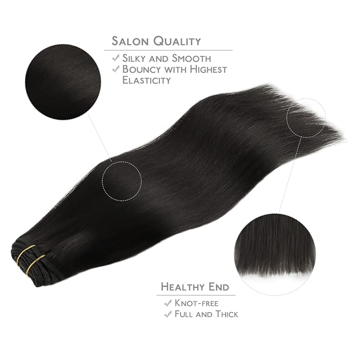 WENNALIFE Clip in Hair Extensions, 150g 22 Inch 9pcs Natural Black Human Hair Extensions Thicker Clip in Hair Extensions Real Human Hair Clip Set Double Weft