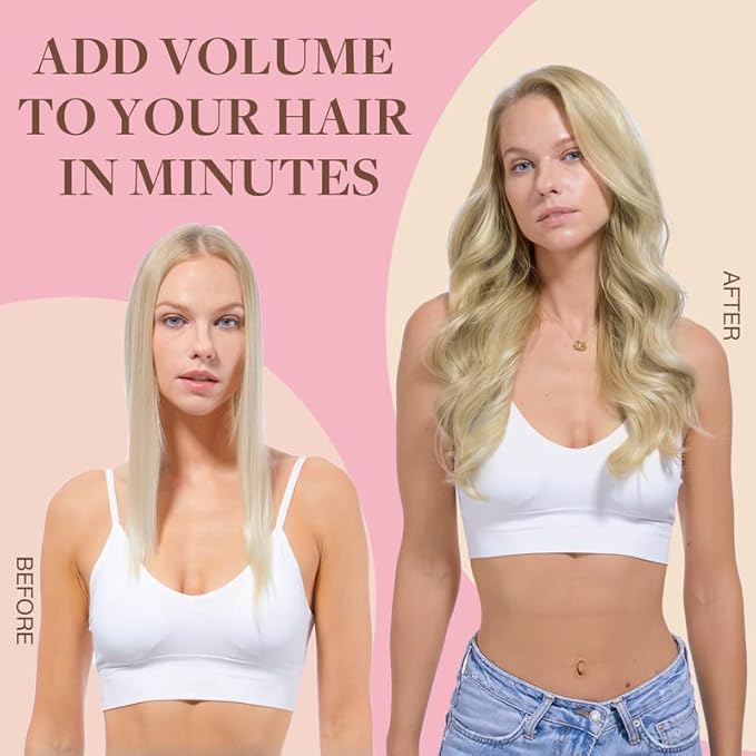 GOO GOO Clip in Hair Extensions Real Human Hair, Remy Human Hair Extensions Clip ins for Women, Natural Human Hair, 18inch 150g 9Pcs, 8A/22 Medium Brown Highlighted Golden Blonde