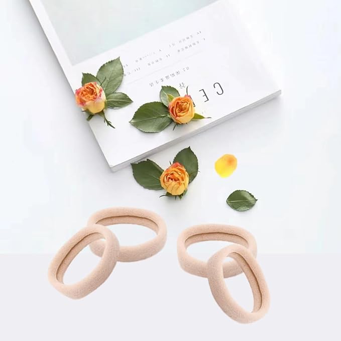 Hair Ties Hair Elastics Bands Seamless Cotton No Damage Thick Curly Hair Long-Lasting Braids Ponytails Holders All Hair Types Pain-Free Hair Accessories Women Men Blond Colors 50 PCS