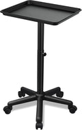 Salon Tray on Wheels- Adjustable Salon Service Rolling Tray Suitable for Mayo Stand,Tattoo Tray and Dentist Tray(Black)