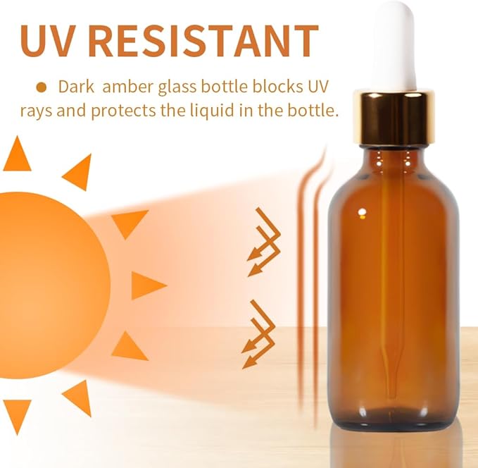 24P, 2oz Dropper Bottle, Droppers for Oils, Small Glass Bottles with Lids Clear Glass Jars