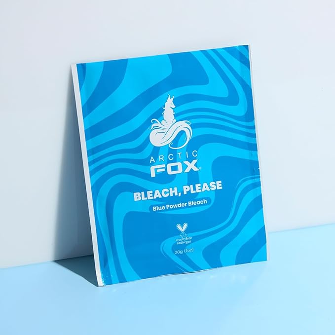Arctic Fox Blue Powder Hair Bleach, Anti-Brass & Anti-Yellow, Professional Lightener for Icy Blonde, Platinum, Highlights, Money Pieces, Vegan & Cruelty Free, Individual Sachet, 1 oz (28g)