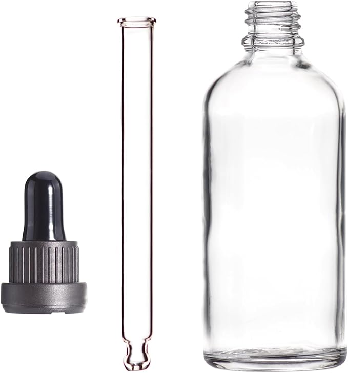 YIZHAO Clear Glass Dropper Bottle 4oz, Tincture Bottles with Glass Dropper, for Essential Oils, Aromatherapy, Cosmetic, Laboratory, Pharmacy, Liquids, Travel –4 Pcs