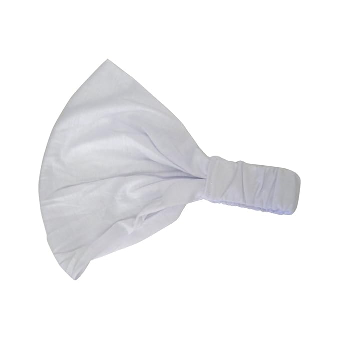 Motique Accessories Set of 3 Wide Cotton Head Band Solid Boho Yoga Style Soft Hairbands - White