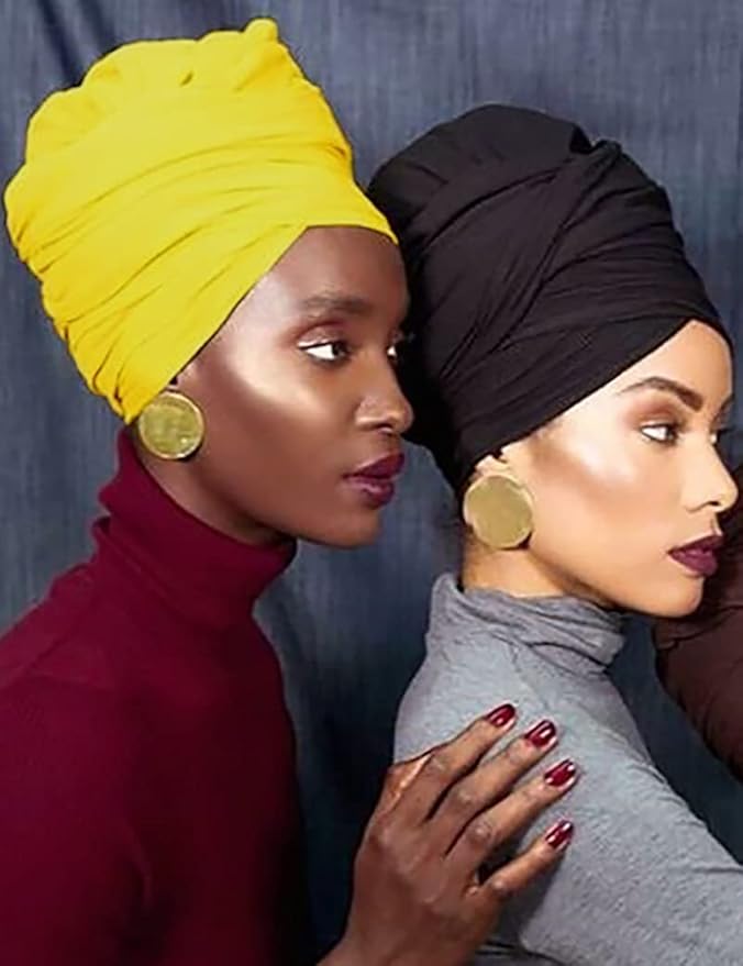 Harewom Head Wraps for Black Women Stretch Head Scarf Long African Hair Wraps Turban Headwraps Jersey Headbands