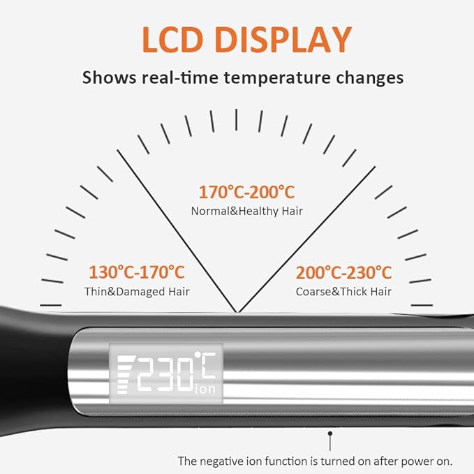 Faszin Professional Hair Straightener, 1.18 inch Ionic Titanium Plate, 20S Fast Heat Up Flat Iron with Clear LED Display, 2 in 1 Straightener and Curler Styling Tool for Straighten Hair (Black)