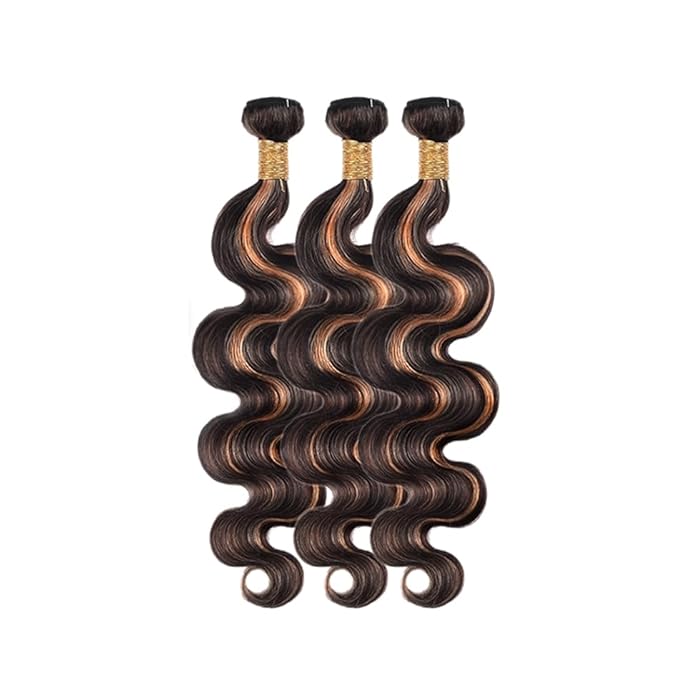 Light Brown Body Wave Bundles Human Hair Ombre Brown Bundles 24 26 28 Inch Niegmeag Brazilian Virgin Remy Hair Extensions Double Weft Highlight P1B30 Body Wave Bundle Hair Weave