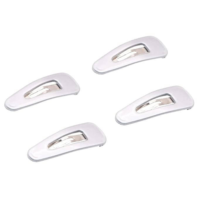 Parcelona French Mini Set of 4 Small Celluloid Acetate Snap Hair Clips No Slip Fashion Durable Styling Women Hair Accessories Girls Snap Hair Barrette, Made in France (Silver)