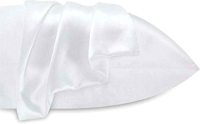 BEDELITE Satin Pillowcase for Hair and Skin, Super Soft and Cooling Similar to Silk Pillow Cases 2 Pack with Envelope Closure, Gift for Women Men(20"x40" King Size, White)
