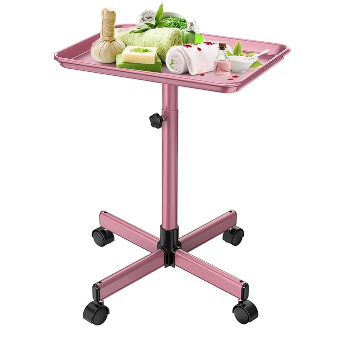 JOSTZHXIN Salon Tray,Rolling Tray Tattoo Tray,Hairstylist Rolling Tray Trolley, Height Adjustable Salon SPA Service Tray Cart