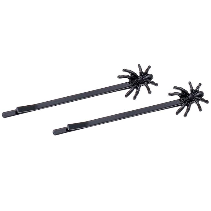 Rosemarie Collections Women's Spooktacular Halloween Hair Clip Bewitching Bobby Pins Set (Black Spider)