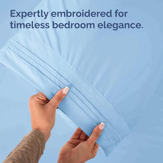 Standard Pillow Cases Set of 10 - Ultra Soft Hotel Quality Pillowcase Covers - Comfy & Wrinkle Free - Shrink, Stain and Fade Resistant - Machine Washable Pillow Protectors - 10 Piece Set - Light Blue