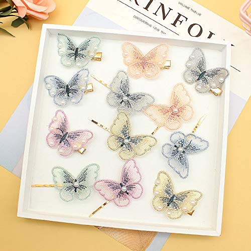 WHITEBRIDGE 12pcs Colorful Butterflies Barrettes Hair Clips for Hair Decoration - Colorful Butterfly Hair Clips For Women Girls.