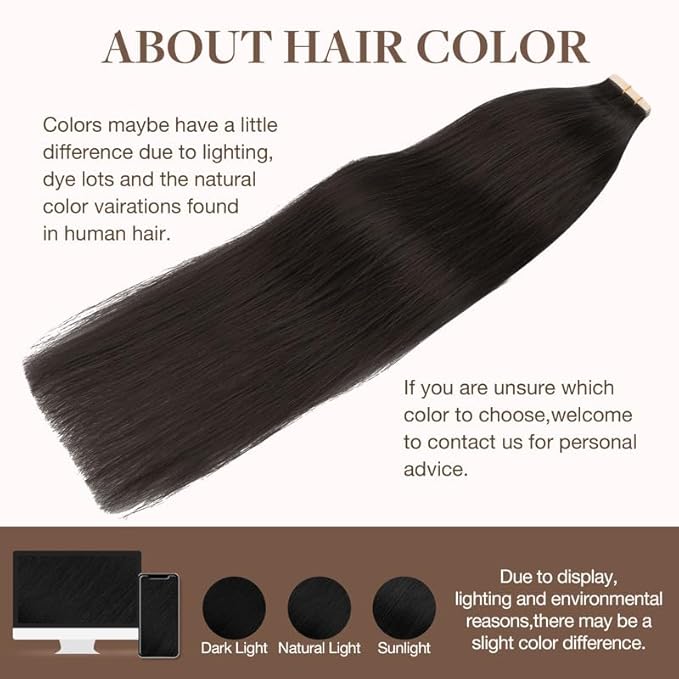GOO GOO Tape in Hair Extensions Human Hair, 1B Natural black, 14inch 100g 40pcs, Skin Weft Seamless Invisible, Silky Straight with Thick Ends, Remy Human Hair