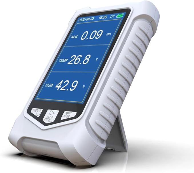 Ammonia Gas Detector NH3 Monitor, Handheld NH3 Tester with Temperature Humidity, Air Quality Monitor