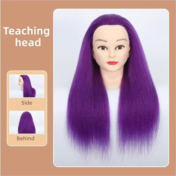 100% Real Hair Mannequin Head Training Head Manikin Cosmetology Doll Head for Hairdresser Practice Braiding Hair Styling with Clamp stand (18-inch)