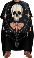 Large Size Salon Barber Cape, Black Raven Moon Skull Professional Hair Cutting Cape for Men Women