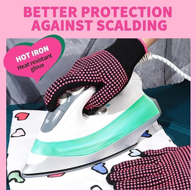 Heat‑Resistant Gloves–Silicone‑Grip Protection for Hair Styling, Curling & Flat Iron, Heat Press, Sublimation–Universal Fit