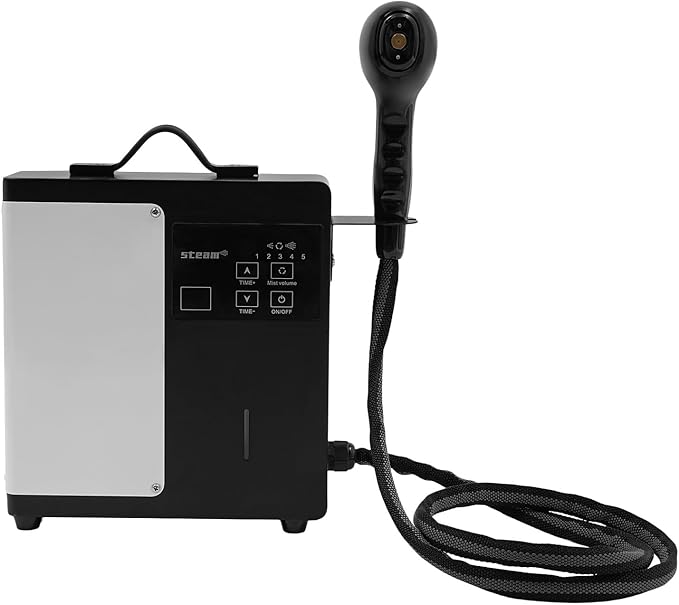 Nano Hair Steamer, Negative Ions Blue Light Hair Steamer Machine, 1250W Standing Hair Color Processor SPA Steamer | 16.91oz Kettle | Adjustable Time | 27.56-98.43in Spray Distance | Black