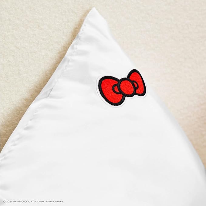 Kitsch x Hello Kitty Pillow Case Ivory – Toddler Bed Time Satin Pillowcase with Zipper – Soft Cooling Pillow Cover for Hair & Skin – Better Than Silk Pillowcase – Queen/Standard 19x26