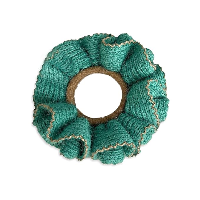 2 Pcs Soft Fabric Scrunchies for Hair,3.9 inch Medium Elastic Hair Ties Ropes Crochet Knit Silky Scrunchie for Women-Green