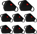 8 Pack Fashion Cute Heart Masks with Adjustable Nose Bridge - Mothers Day Gifts, Gifts for Women Travel Unisex Cotton Cloth Adult Face Mask - Washable Reusable for Women Men Youth