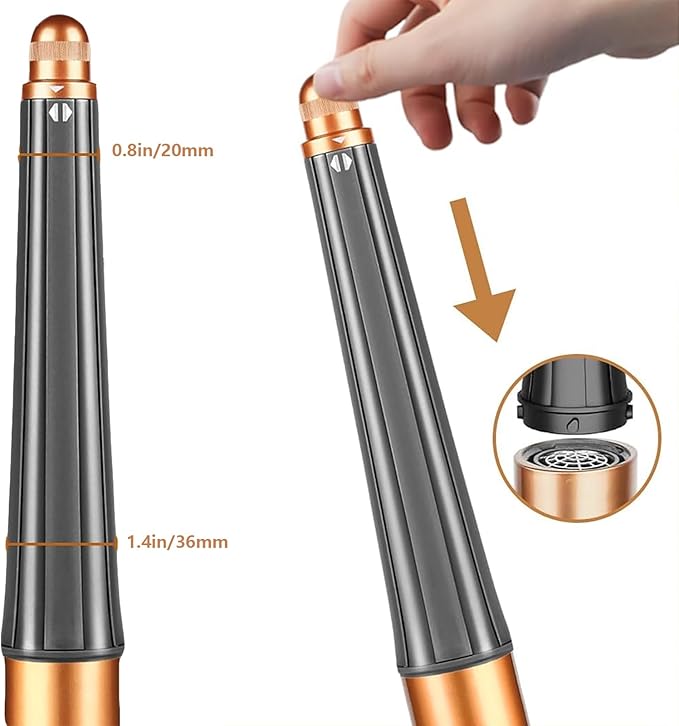 20mm/0.78" Long Barrel Attachment for Dyson Airwrap Compatible - Adjustable Bidirectional Curling, Heat-Resistant Material, Instant Use for Voluminous (Curling Iron 20mm)