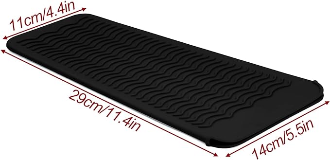 2PCS Silicone Heat Resistant Mat Pouch for Hair Straightener, Curling Iron, Flat Iron and Hot Hair Tools Black