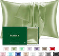 Mulberry Silk Pillowcase for Hair and Skin, SGMSILK 22 Momme Natural Silk Pillow Cases with Zipper, 6A Soft and Smooth Single Sided Pure Silk Pillow Cover (Matcha, King 20"x36")