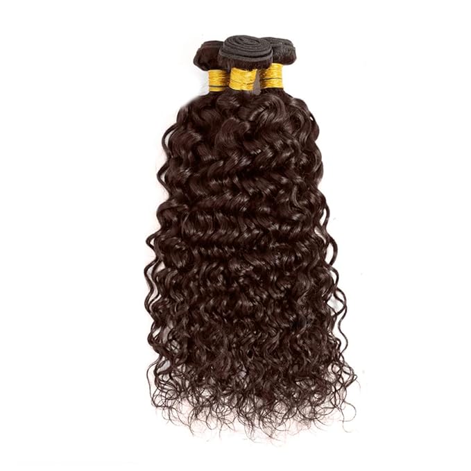 32 32 32 Inch Dark Brown Water Wave Bundles Human Hair Color 4 Bundles Niegmeag Virgin Remy Hair Extensions Double Weft Color 4 Wet and Wavy Bundle Hair Weave