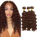 Dark Brown Bundles Human Hair Chocolate Deep Wave Bundles 14 16 18 Inch Grade 8A Brazilian Virgin Remy Hair Extensions Double Weft Real Color 4 Hair Weave