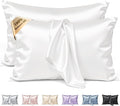 Silk Pillow Cases 2 Pack Queen Size Mulberry Silk Pillowcase Set of 2 for Hair and Skin 30 x 20 Inches 22 Momme Both Side Grade 6A Silk Soft Breathable Cooling with Hidden Zipper, White