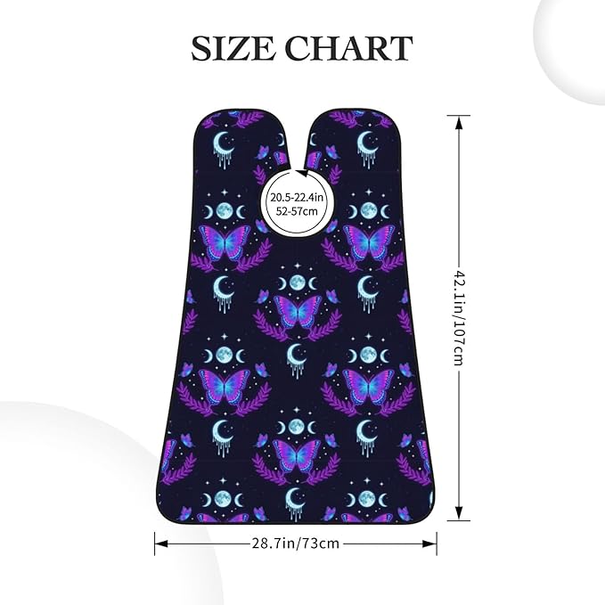 Adjustable Beard Catcher Apron, Magic Moon Moth Mystical Goth Astrology Art Shave Bib, Non-Stick Waterproof Grooming Bib, Shaving Essential for Men Dad Christmas