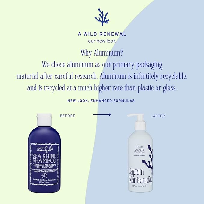 Captain Blankenship Cleanse Shampoo | Nourishes, Hydrates & Restores Shine to Dry, Dull Hair | Color-Safe, Organic, Sulfate-Free, Vegan Haircare - 10 oz