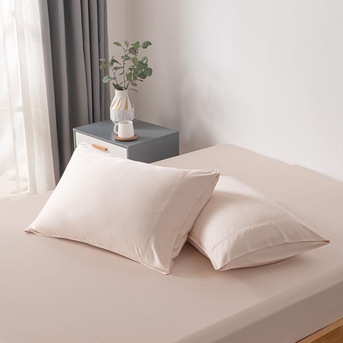 Bella Coterie | Luxury Bamboo Viscose Queen Size Pillowcase Set | 100% Organically Grown | Ultra Soft | Cooling | 2 Pcs [Champagne]