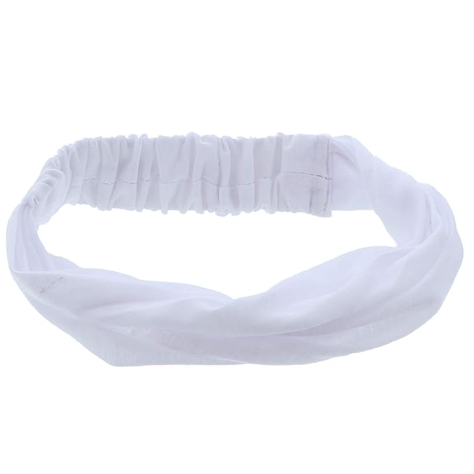 Set of 3 Wide Cotton Head Band Solid Boho Yoga Style Soft Hairband Black Brown White
