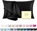 Mulberry Silk Pillowcase for Hair and Skin Pillow Case with Hidden Zipper Soft Breathable Smooth Cooling Silk Pillow Covers for Sleeping (Black, King（20"X 36"）)