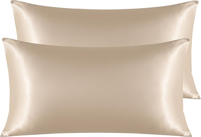 NTBAY 2 Pack Satin King Pillowcases for Hair and Skin, Luxurious and Silky Pillow Cases with Envelope Closure, 20x40 Inches, Taupe