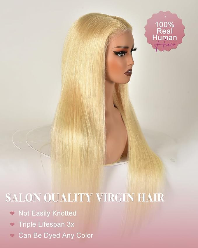 24 InchWear And Go Glueless 613 9x6 HD lace front wig Human Hair Pre Plucked Pre Cut For Beginners Human Hair 180% Density Straight Lace Front Wigs No Glue Pre Cut 3 Seconds To Wear Glueless Wig