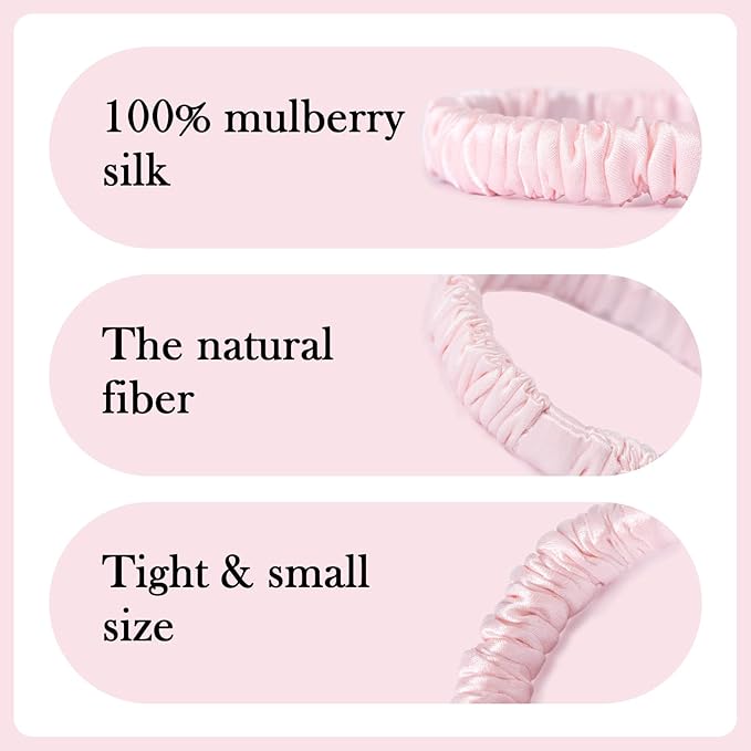 Silk Scrunchies Pack of 6 Pure Mulberry Silk Hair Ties with Elastic Band Silk Scrunchie for Hair No Damage