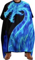Professional Haircut Salon Cape Hair Cutting Barber Cape for Men Women Blue Fire Flames Dragon