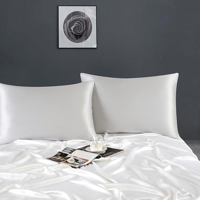 ZIMASILK 100% Pure Mulberry Silk Pillowcase for Hair and Skin Health,Soft and Smooth,Both Sides Premium Grade 6A Silk,600 Thread Count,with Hidden Zipper,1pc (Queen 20''x30'',Light Grey)