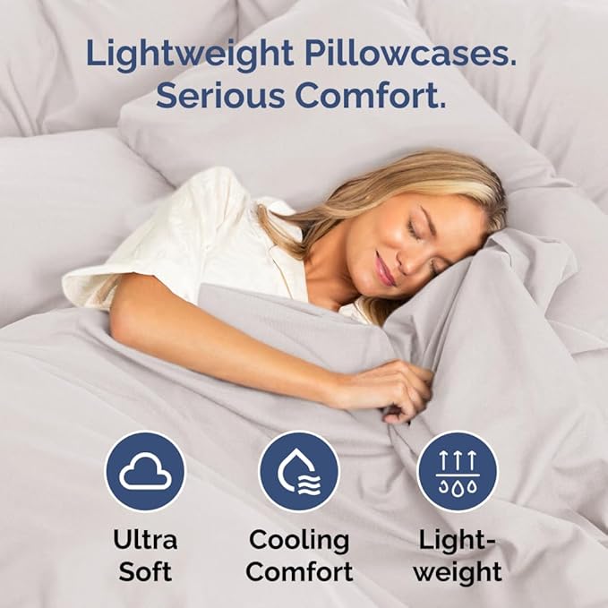 Queen Pillow Cases Set of 2 - Ultra Soft Hotel Quality Pillowcase Covers - Comfy, Cozy & Wrinkle Free - Shrink, Stain & Fade Resistant - Machine Washable Pillow Protectors - 2 Piece Set - Light Grey